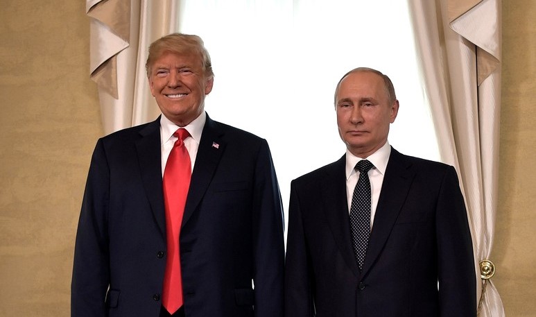 "File:Vladimir Putin & Donald Trump in Helsinki, 16 July 2018 (1).jpg" by Kremlin.ru is licensed under CC BY 4.0. (Cropped)