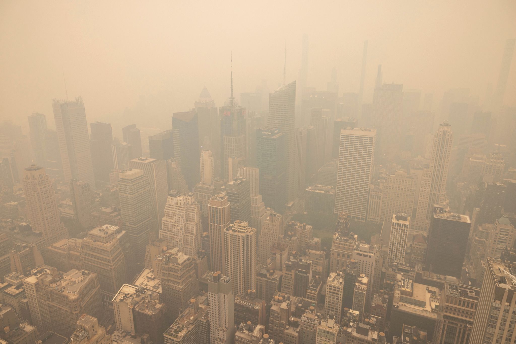 New York City im Dunst vom Empire State Building aus gesehen. Foto: Yuki Iwamura/AP/dpa