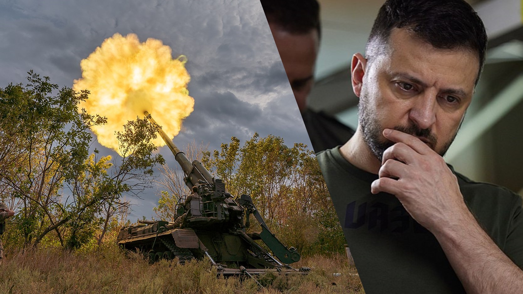 [Collage: News in Five / Pion Selbstfahrlafette / Archivbild zur Illustration (cropped) / by 43rd Hetman Taras Triasylo Heavy Artillery Brigade is licensed under CC BY 4.0. / / Wolodymyr Selenskyj / Archivbild / by PRESIDENT OF UKRAINE VOLODYMYR ZELENSKYY Official website is licensed under CC BY 4.0. (cropped) https://creativecommons.org/licenses]