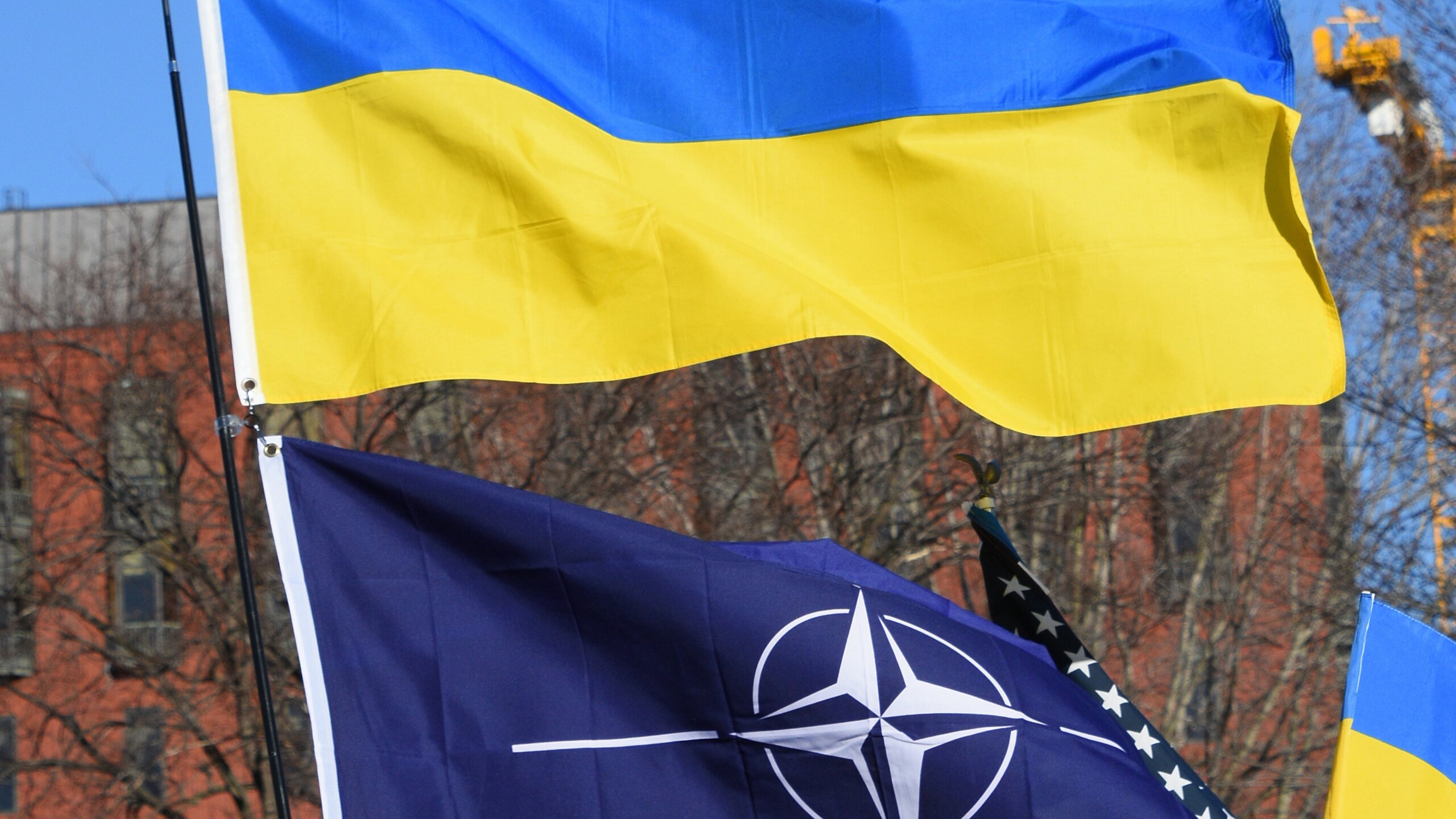 Ukrainische und NATO Flaggen / by Amaury Laporte is licensed under CC BY 2.0.